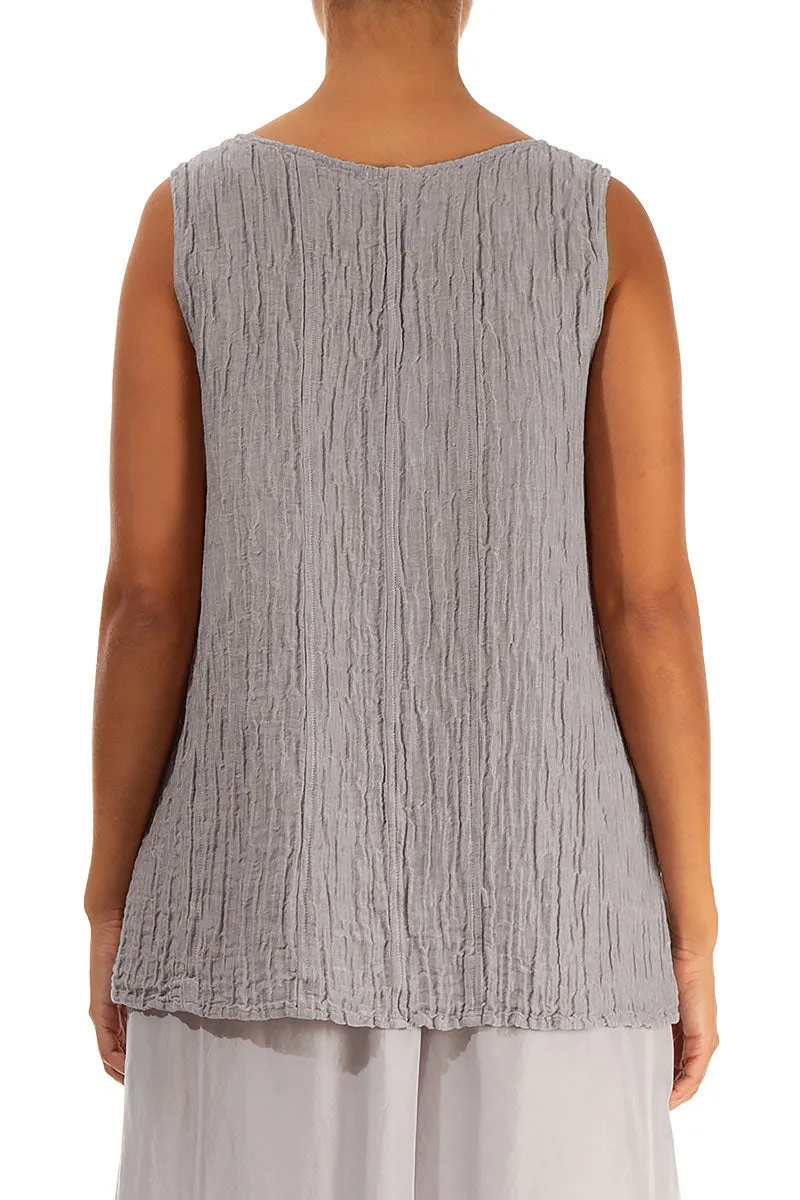 Sweetheart Neck Crinkled Greige Silk Top