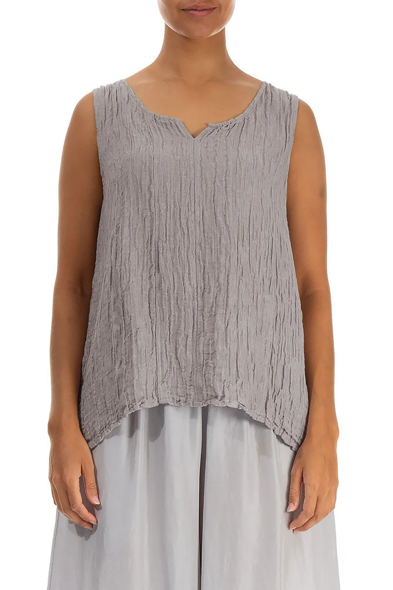 Sweetheart Neck Crinkled Greige Silk Top