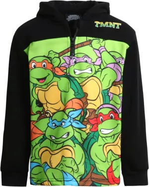Teenage Mutant Ninja Turtles Boys' Sweatshirt  1/4 Zip Fleece Hoodie Sweatshirt - TMNT Pullover Sweatshirt for Boys (2T-16)