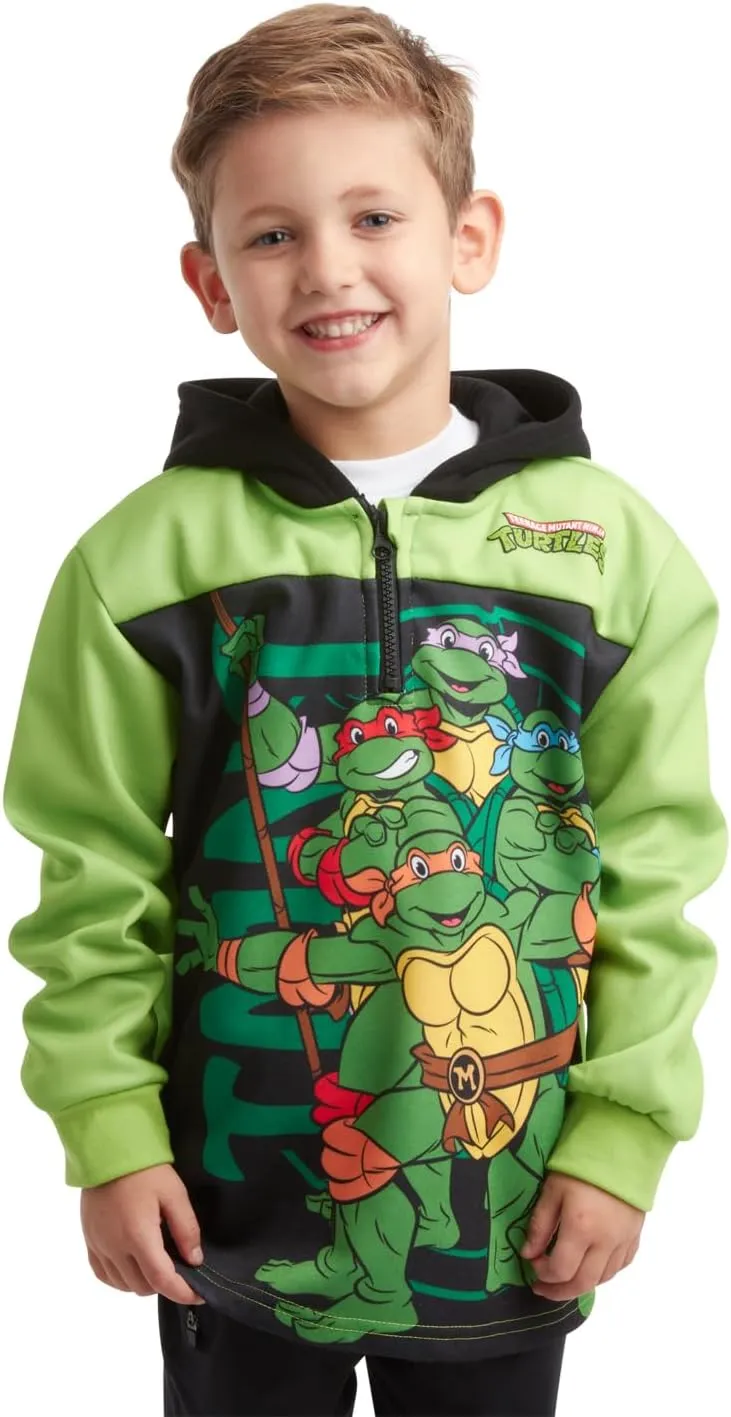 Teenage Mutant Ninja Turtles Boys' Sweatshirt  1/4 Zip Fleece Hoodie Sweatshirt - TMNT Pullover Sweatshirt for Boys (2T-16)