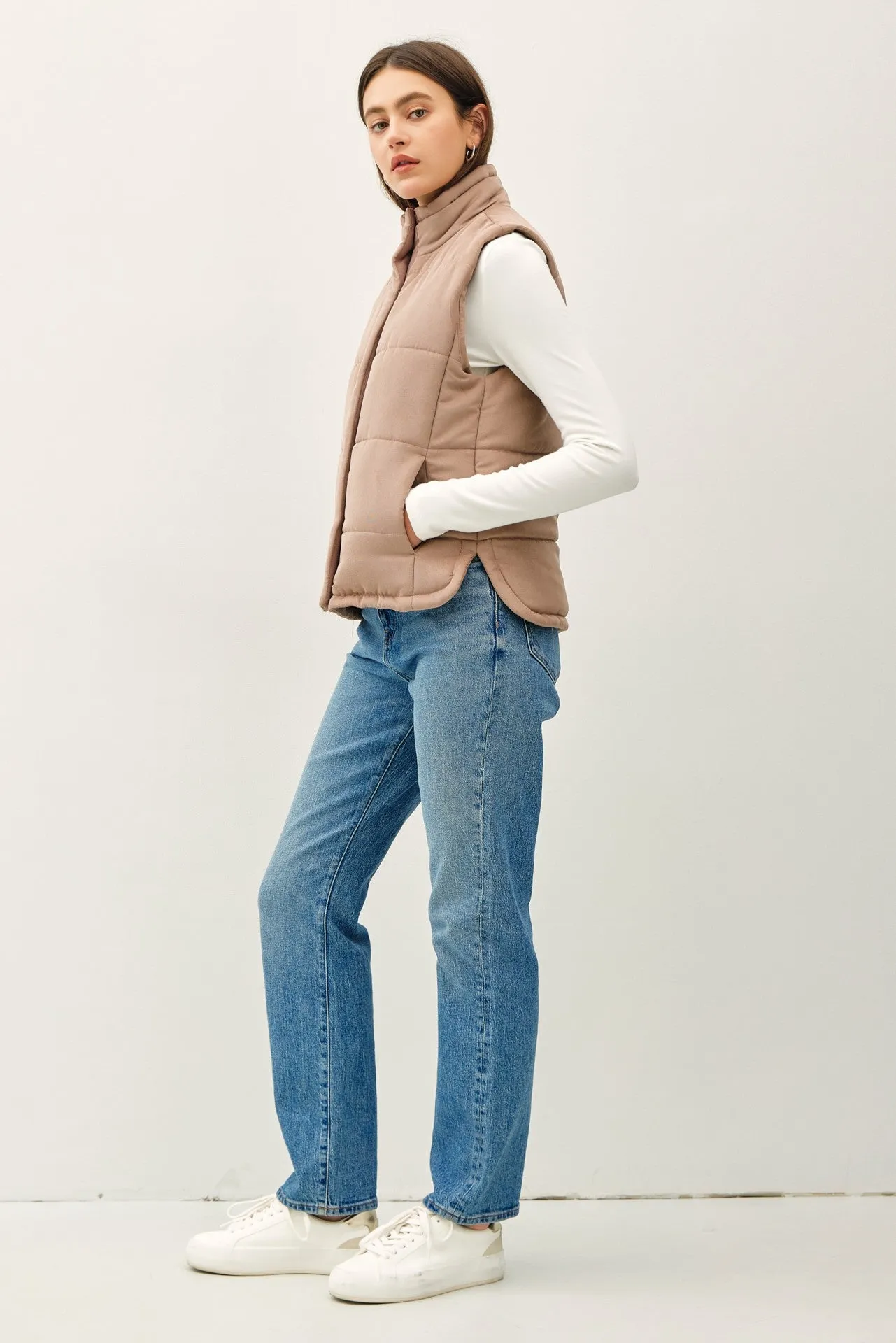 The Peyton Suede-Like Puffer Vest