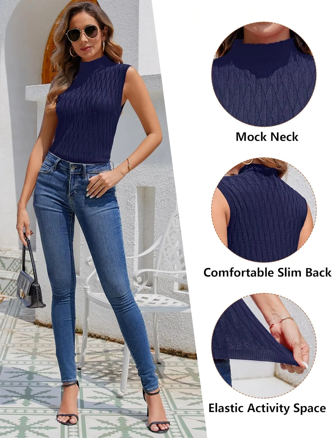 Totatuit Womens Cap Sleeve Sweater Vest 2024 Trendy Textured Clothes Short Sleeve Shirts