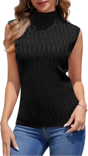 Totatuit Womens Cap Sleeve Sweater Vest 2024 Trendy Textured Clothes Short Sleeve Shirts