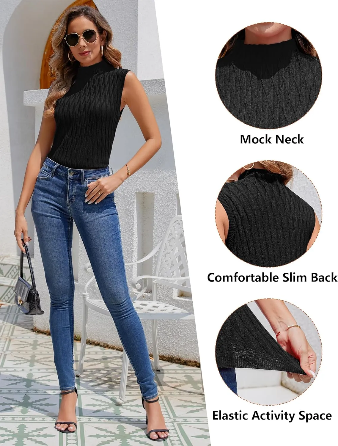 Totatuit Womens Cap Sleeve Sweater Vest 2024 Trendy Textured Clothes Short Sleeve Shirts