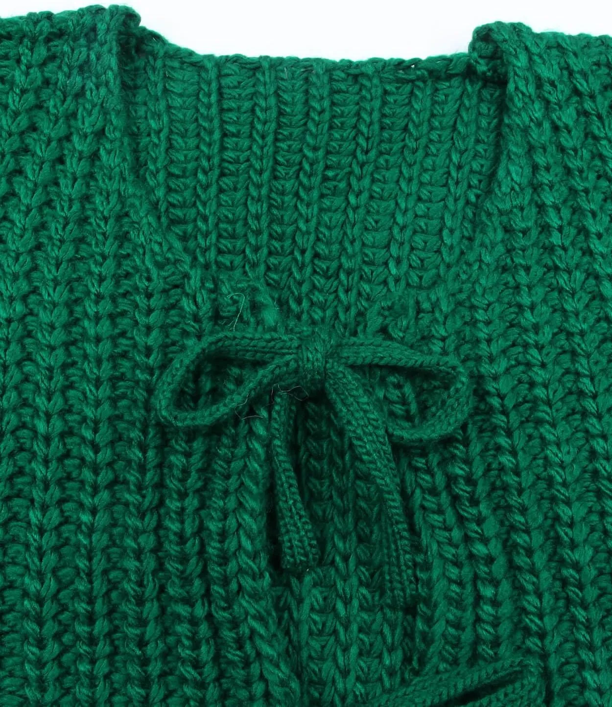 Trendy Cardigan Sweater Vest for Women Crochet Chunky Knit Top Sleeveless Bows Bandage Crop Tops with Pockets