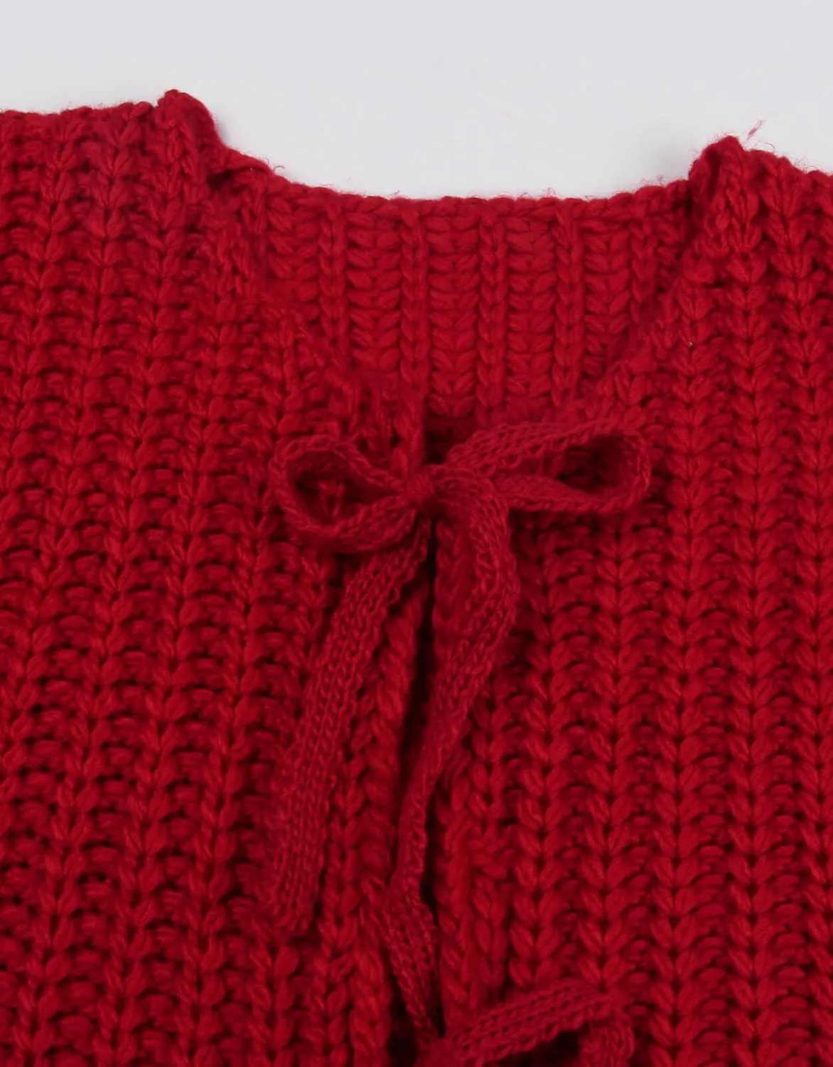 Trendy Cardigan Sweater Vest for Women Crochet Chunky Knit Top Sleeveless Bows Bandage Crop Tops with Pockets