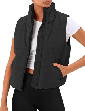 Trendy Queen Puffer Vest Women Sleeveless Winter Outerwear Warm Lightweight Fashion Stand up Collar Down Vest