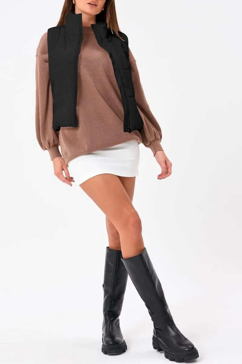 Trendy Queen Puffer Vest Women Sleeveless Winter Outerwear Warm Lightweight Fashion Stand up Collar Down Vest
