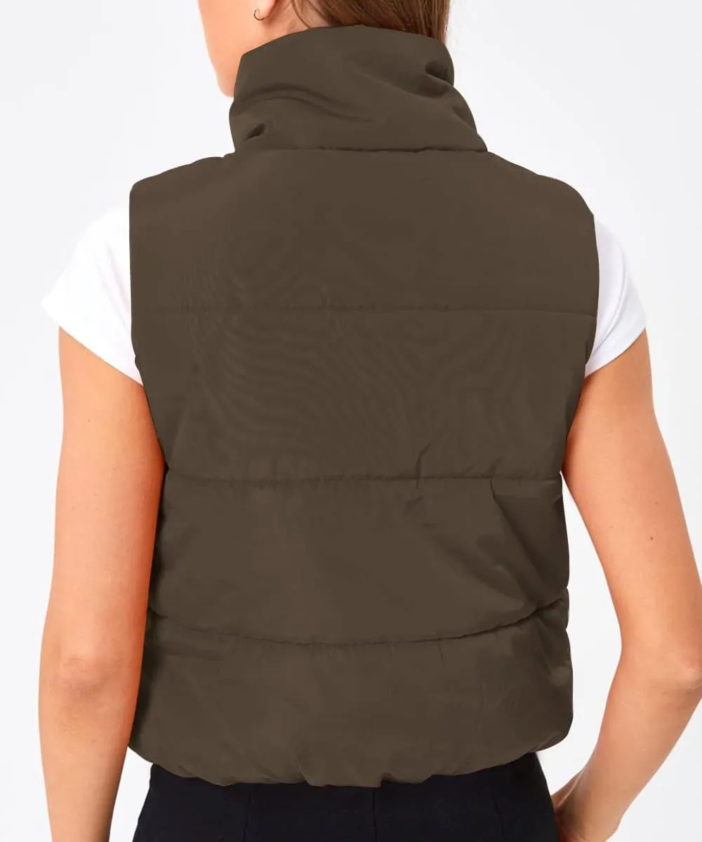 Trendy Queen Puffer Vest Women Sleeveless Winter Outerwear Warm Lightweight Fashion Stand up Collar Down Vest