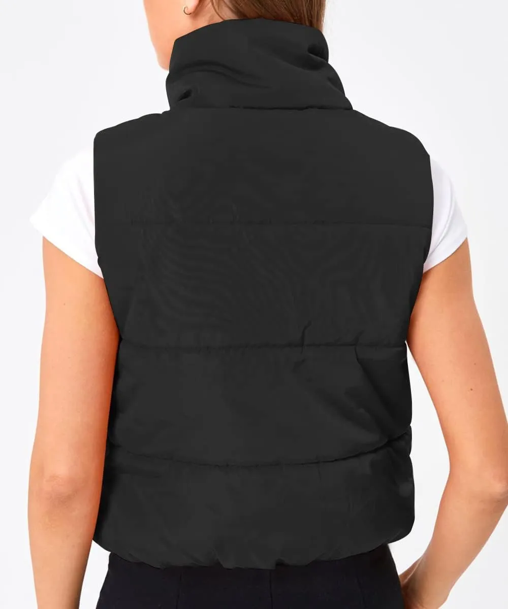 Trendy Queen Puffer Vest Women Sleeveless Winter Outerwear Warm Lightweight Fashion Stand up Collar Down Vest