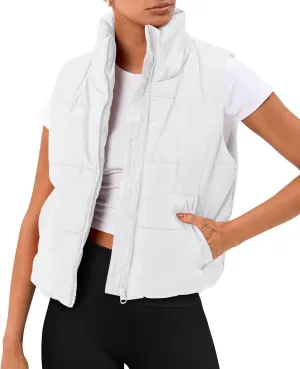 Trendy Queen Puffer Vest Women Sleeveless Winter Outerwear Warm Lightweight Fashion Stand up Collar Down Vest