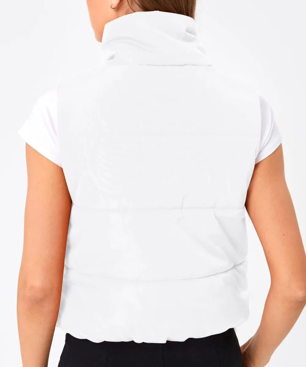 Trendy Queen Puffer Vest Women Sleeveless Winter Outerwear Warm Lightweight Fashion Stand up Collar Down Vest