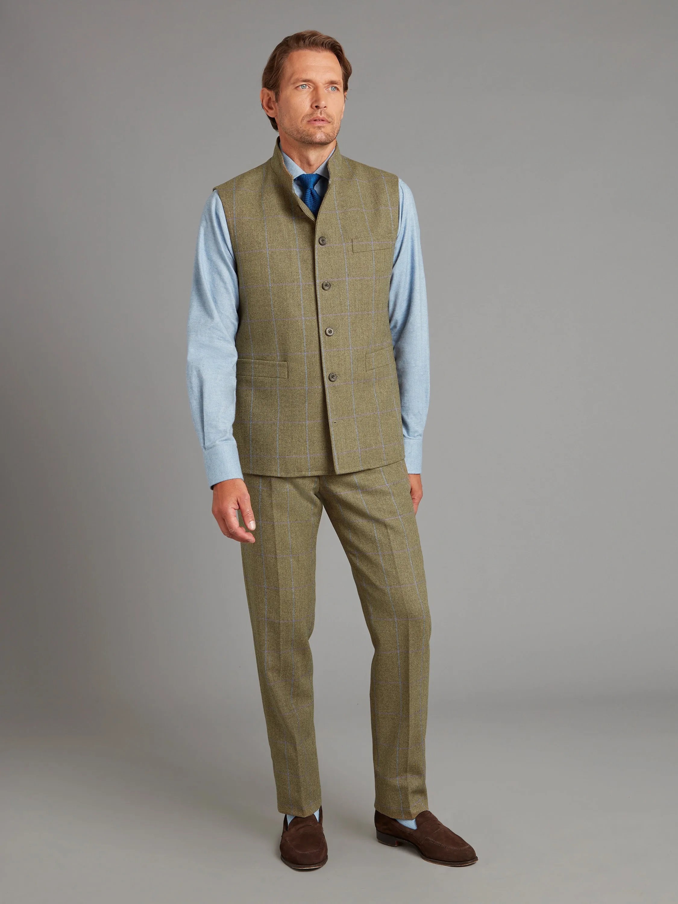 Vest - Lavender / Brown Windowpane Tweed