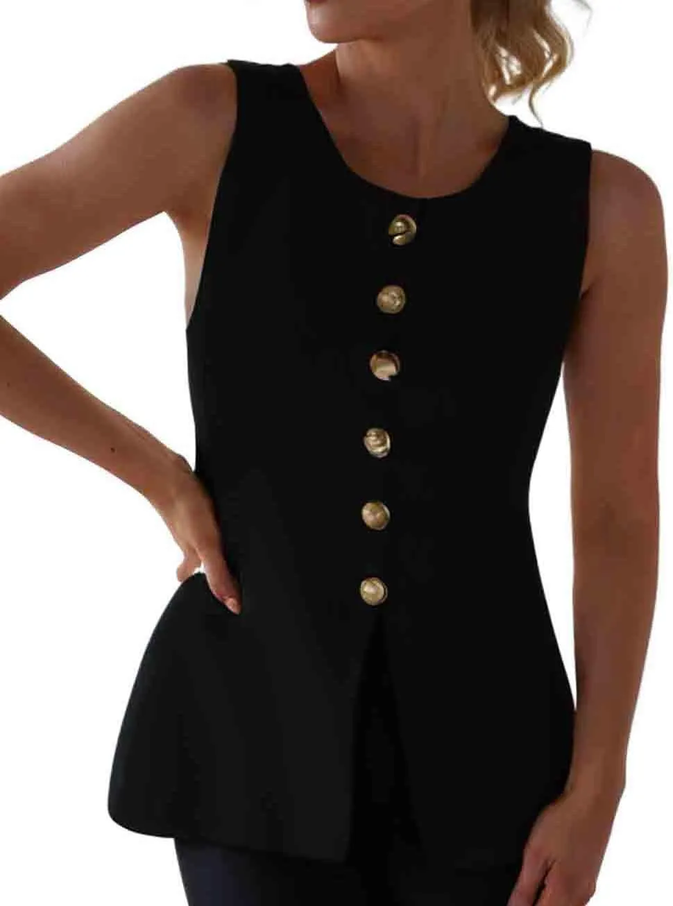 Womens Sweater Vest Button Down Sleeveless Cardigan Sweater 2025 Summer Trendy Casual Knit Tops