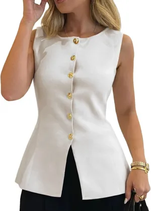 Womens Sweater Vest Button Down Sleeveless Cardigan Sweater 2025 Summer Trendy Casual Knit Tops