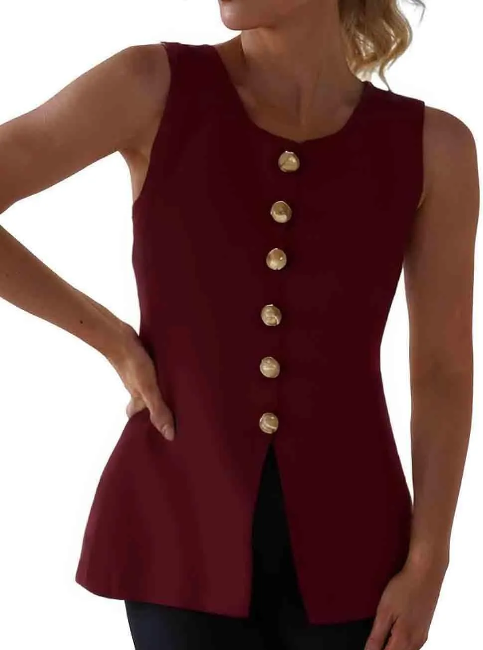 Womens Sweater Vest Button Down Sleeveless Cardigan Sweater 2025 Summer Trendy Casual Knit Tops