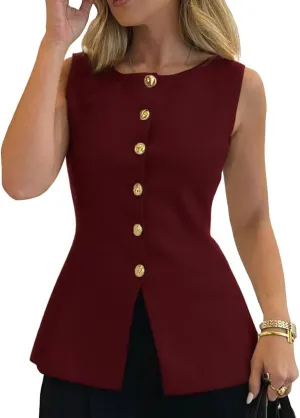 Womens Sweater Vest Button Down Sleeveless Cardigan Sweater 2025 Summer Trendy Casual Knit Tops