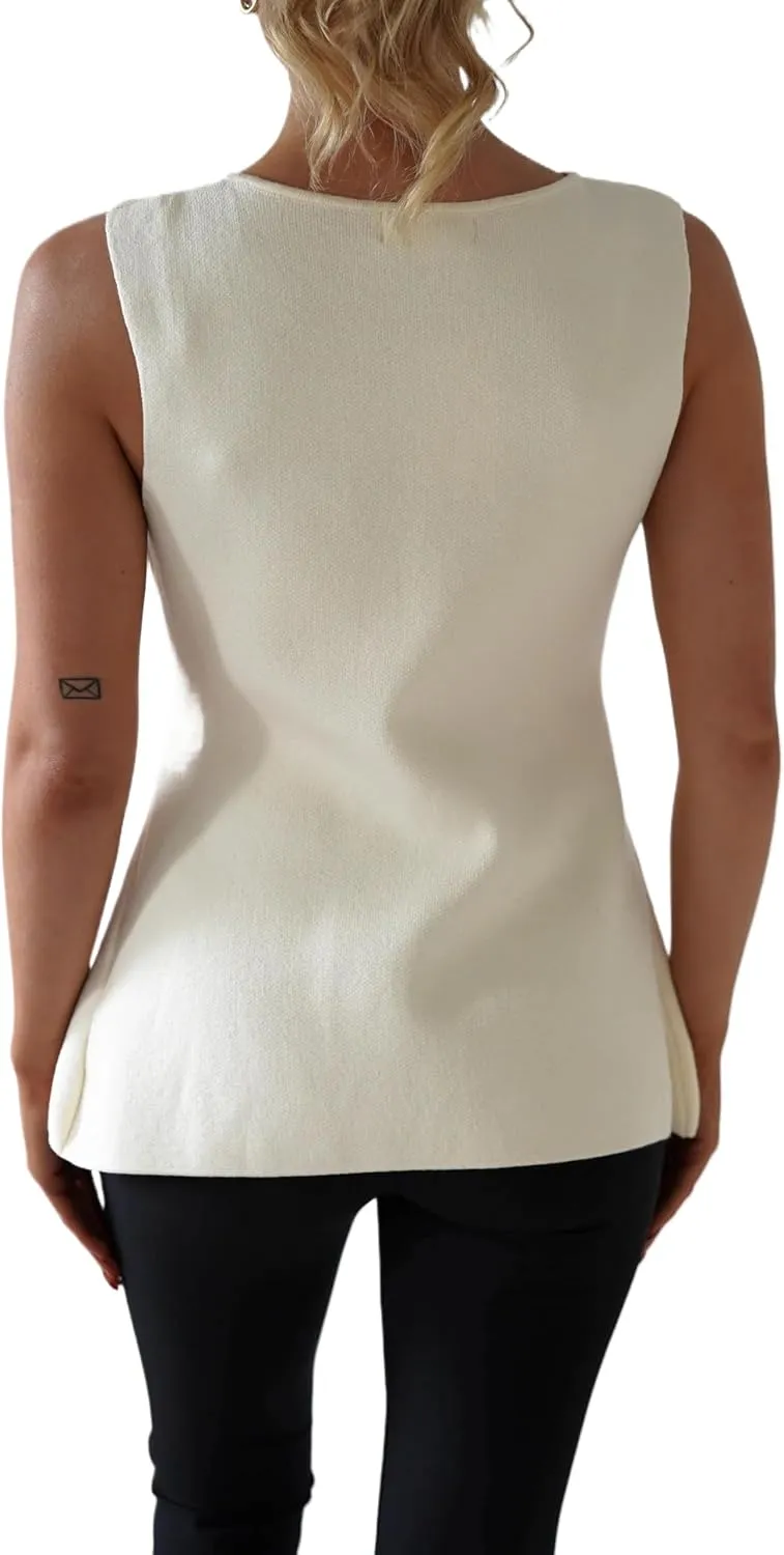 Womens Sweater Vest Button Down Sleeveless Cardigan Sweater 2025 Summer Trendy Casual Knit Tops
