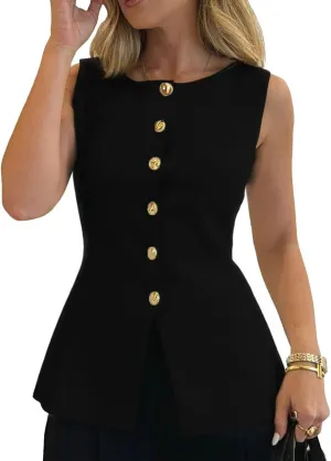 Womens Sweater Vest Button Down Sleeveless Cardigan Sweater 2025 Summer Trendy Casual Knit Tops
