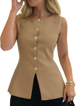 Womens Sweater Vest Button Down Sleeveless Cardigan Sweater 2025 Summer Trendy Casual Knit Tops