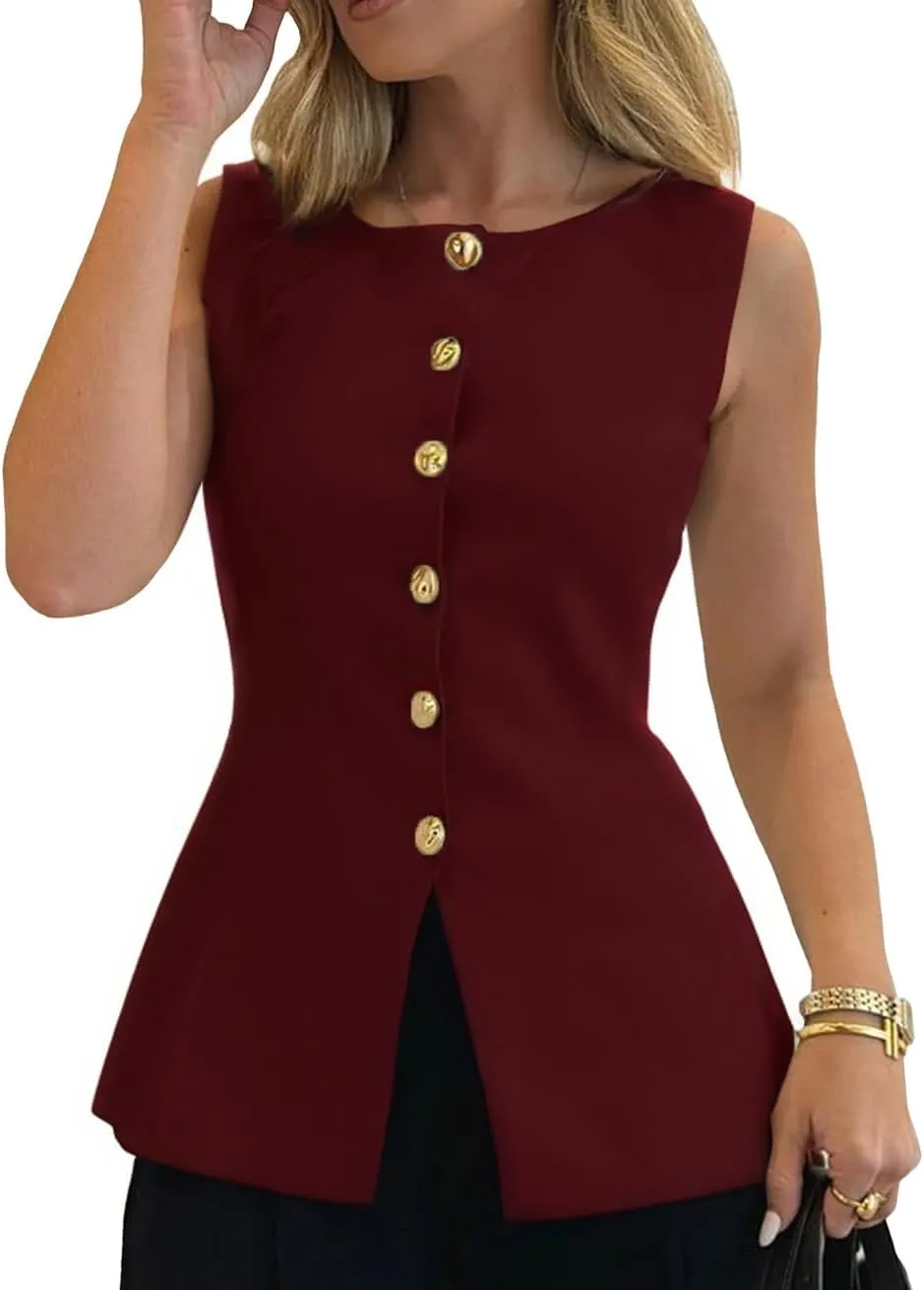 Womens Sweater Vest Button Down Sleeveless Cardigan Sweater 2025 Summer Trendy Casual Knit Tops