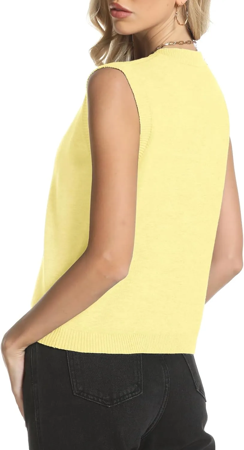 Womens Sweater Vest Summer Crewneck Button Down Tank Tops 2025 Trendy Sleeveless Knit Cardigan Crop Tops