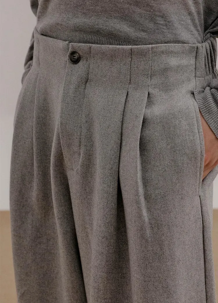 Zhou Buttoned Flowy Office Trousers